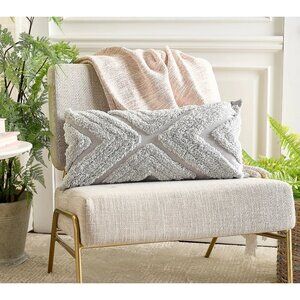 NWOT Home Reflection Tufted Decorative 12" x 24" Pillow Gray Decor Cozy Modern